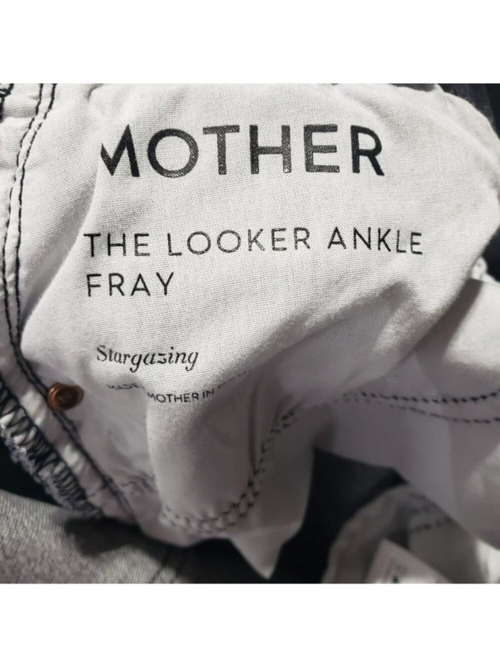 Mother The Looker Ankle Fray $208 Stargazing Faded Black Raw Hem Jeans 27 - Picture 12 of 14